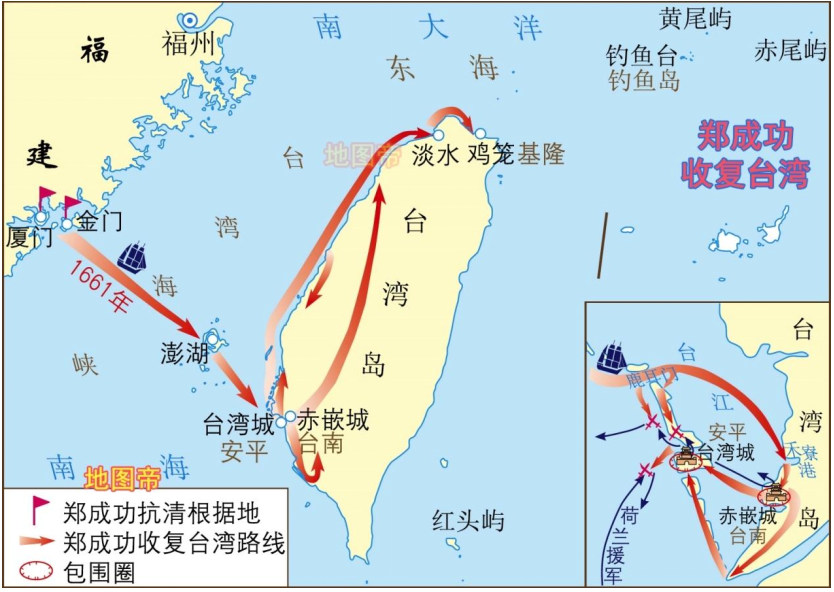 郑成功的出击路线，康熙四年施琅这么去过一回，差点就回不来了