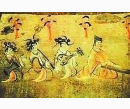 酒泉丁家闸魏晋墓壁画 《奏乐图》 