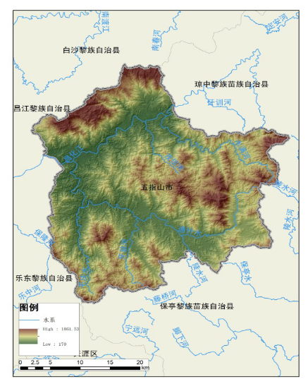 五指山市地形图