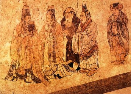 章怀太子墓礼宾图中的着朝服官吏