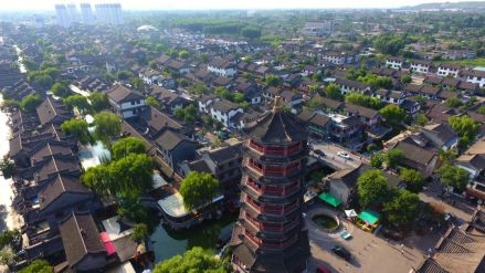 航拍滦州古城全景