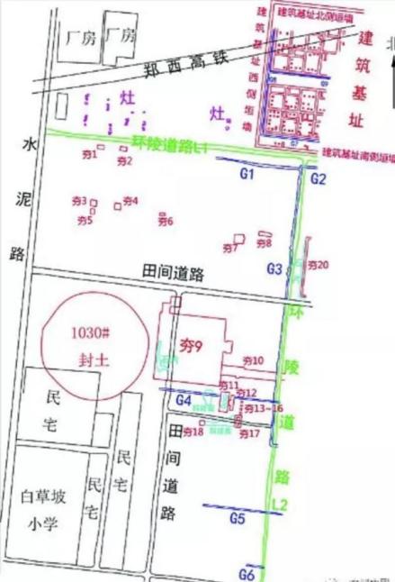 白草坡村东汉陵园遗址勘探平面图