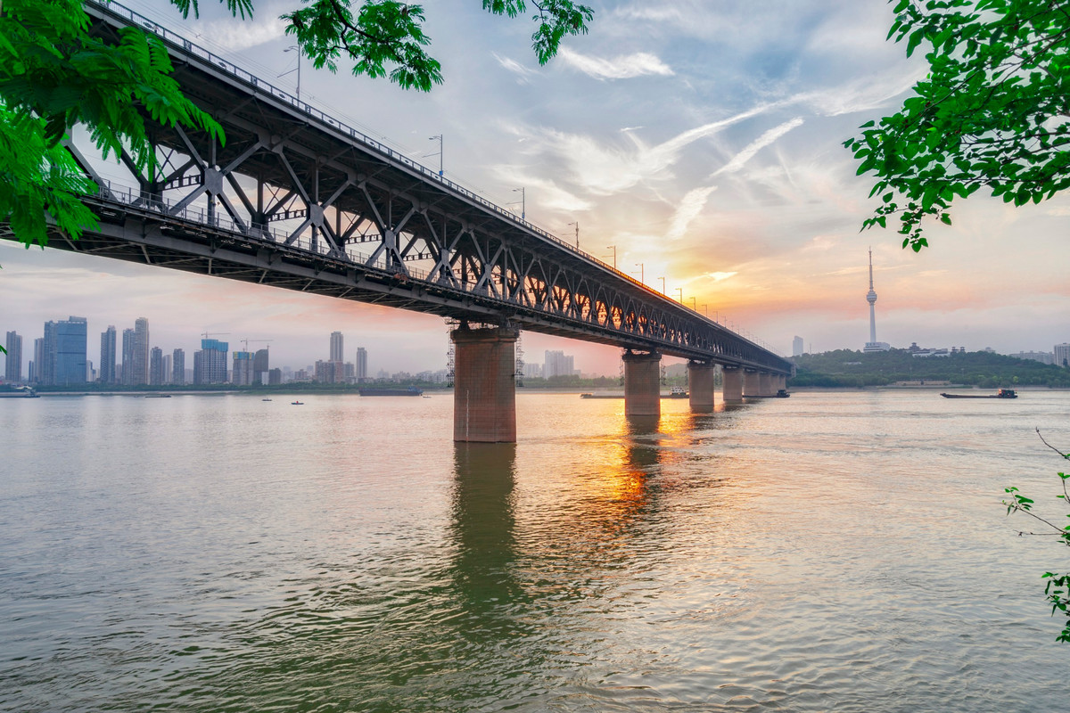 武汉长江大桥日落之景