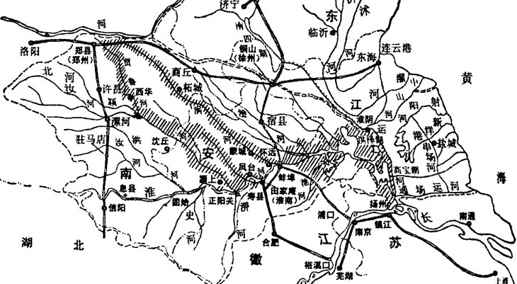 民国27 年黄河泛滥区域示意图