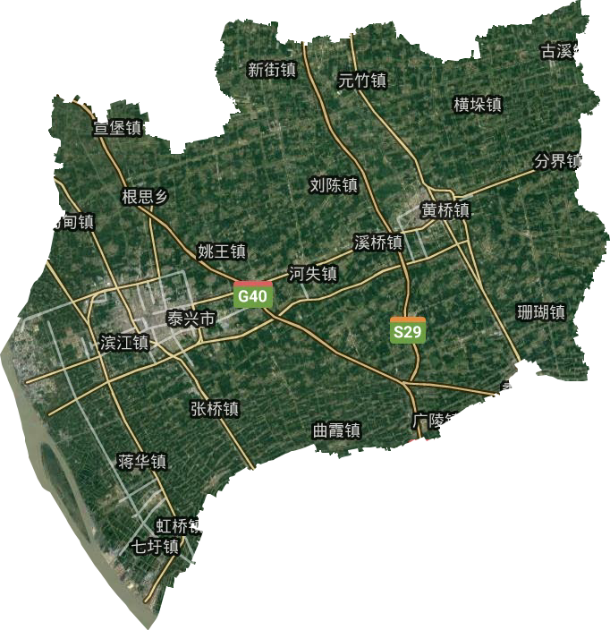 泰兴市卫星地图