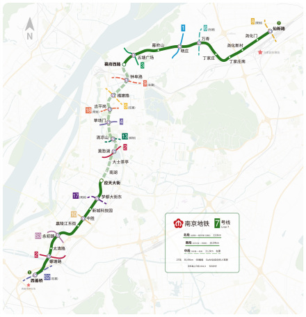 南京地铁7号线线路走向与车站设置示意图
