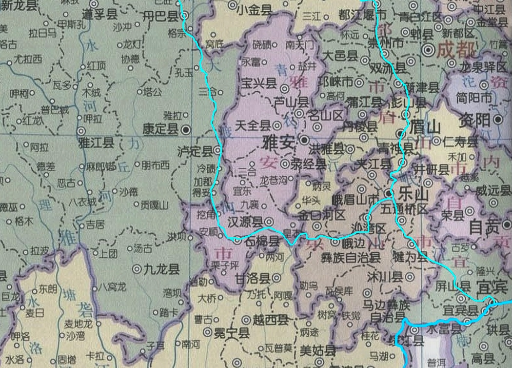 岷江干流走向及水系分布