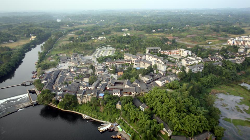万灵古镇鸟瞰图