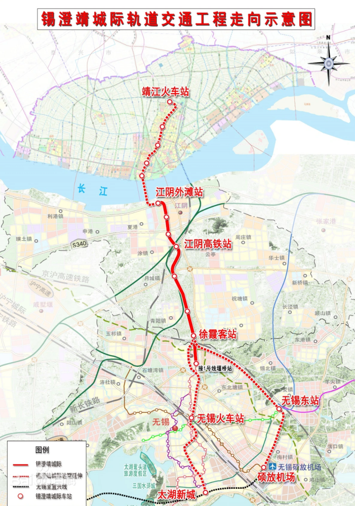 无锡地铁S1线规划示意图