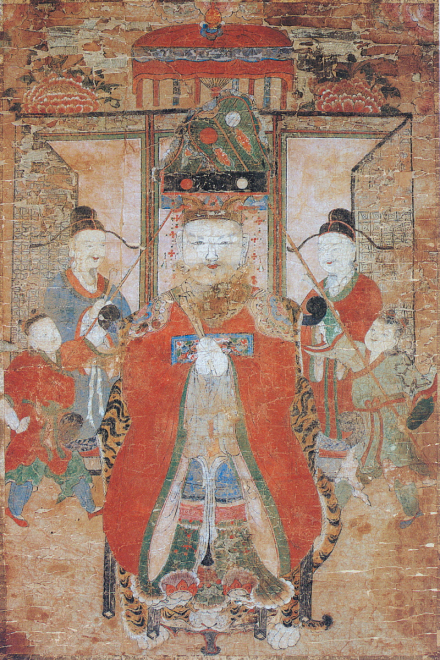 陕川海印寺供奉的世祖画像，绘制于天顺二年（1458年）