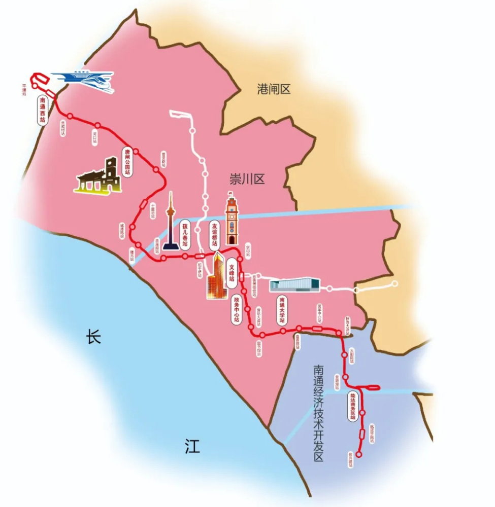 南通轨道交通1号线线路走向图