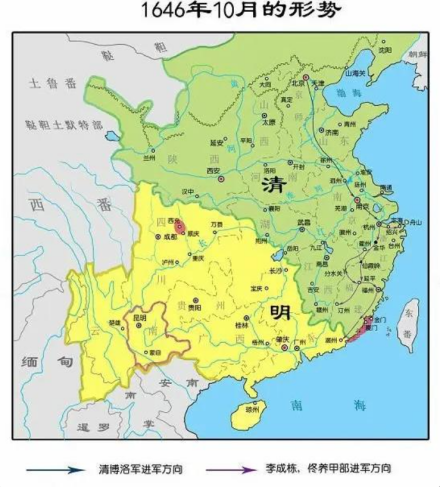 1645年10月南明疆域图