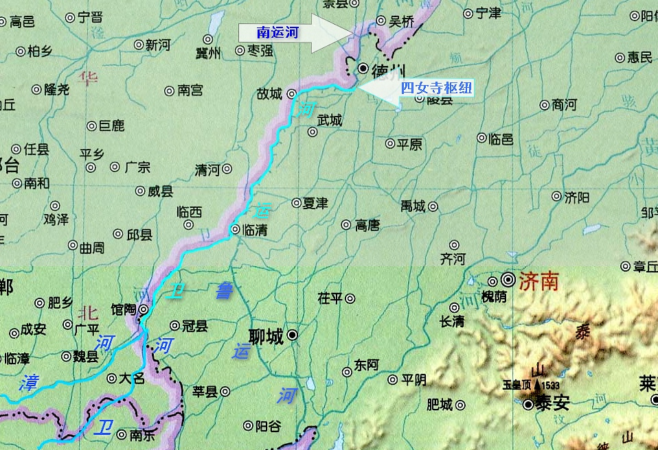 卫运河与卫河示意图