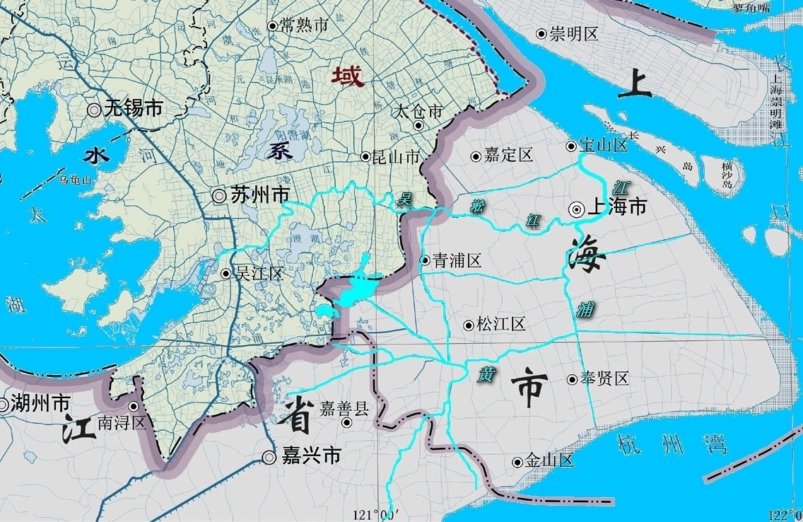 黄浦江的位置及水系分布