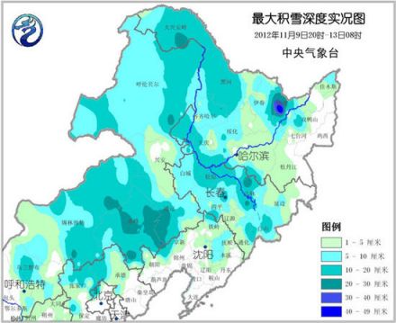 东北地区积雪深度图