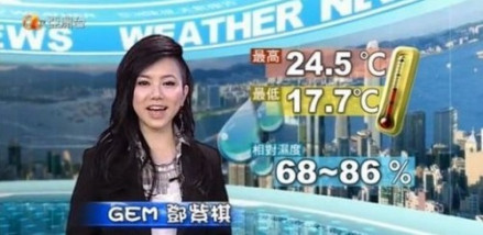 图6 2012邓紫棋客串播报亚视《天气预报》