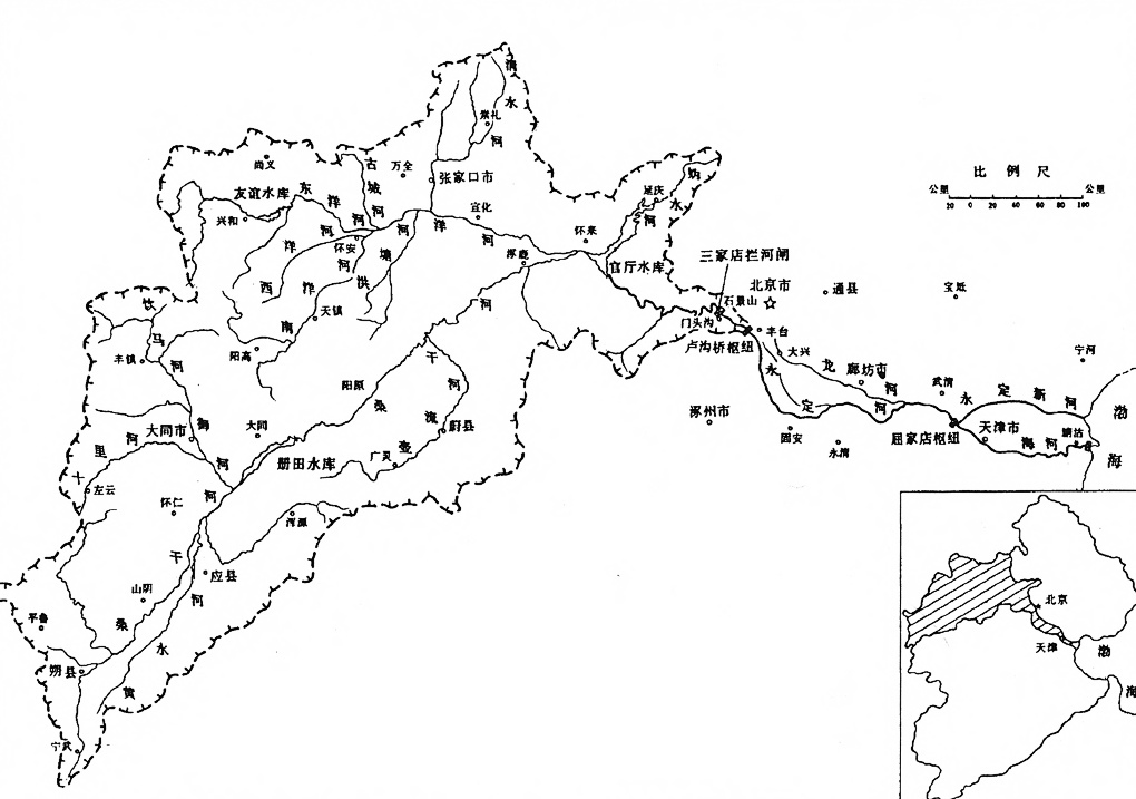 永定河流域范围示意图