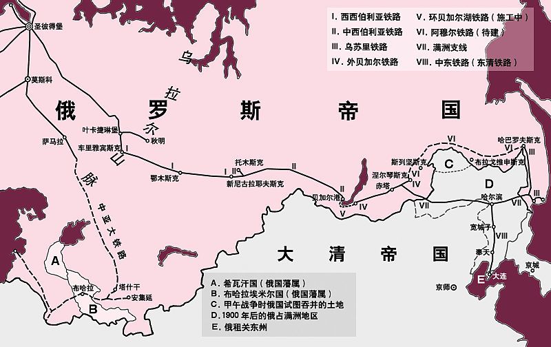 西伯利亚铁路示意图