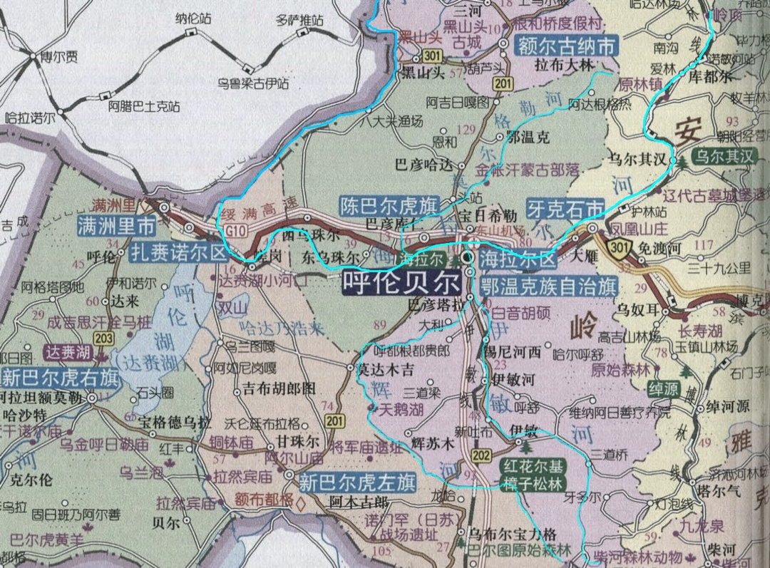 海拉尔河的位置及水系分布