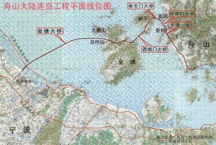 舟山跨海大桥位置