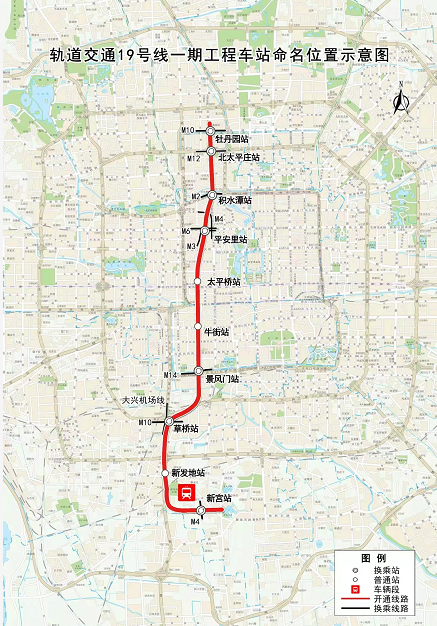 北京地铁19号线线路走向图
