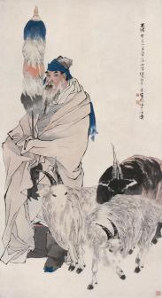 清人任颐绘《苏武牧羊》(1895)