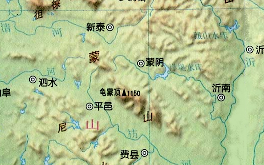 蒙山详细位置及走向、范围示意图