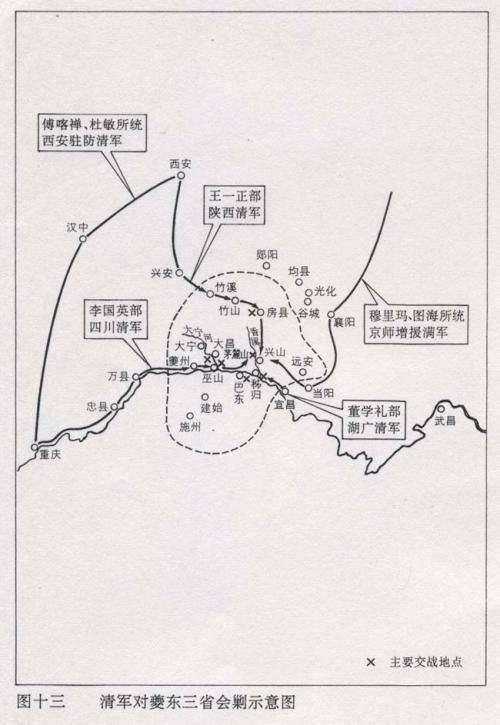 清军对夔东三省会剿示意图
