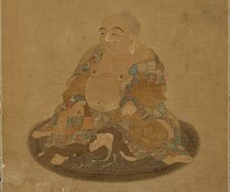 顾绣弥勒佛像图轴