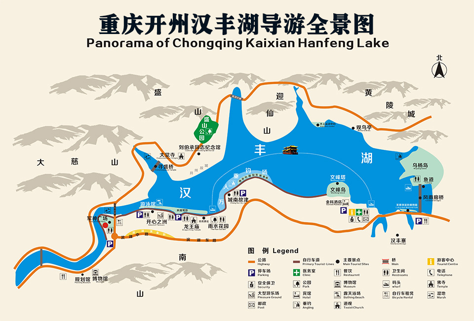 汉丰湖导游全景图