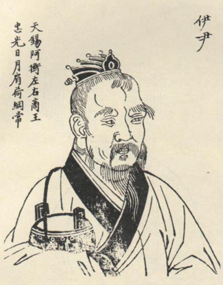 伊尹题跋像，取自明弘治十一年刻本《历代古人像赞》 