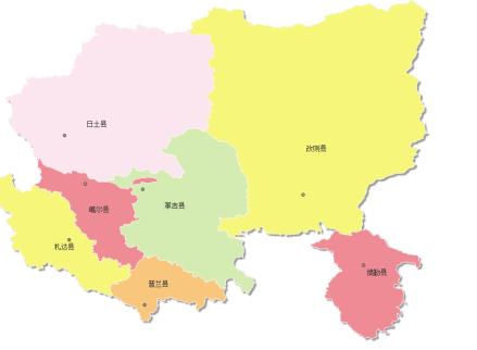 噶尔县在阿里地区的位置示意图