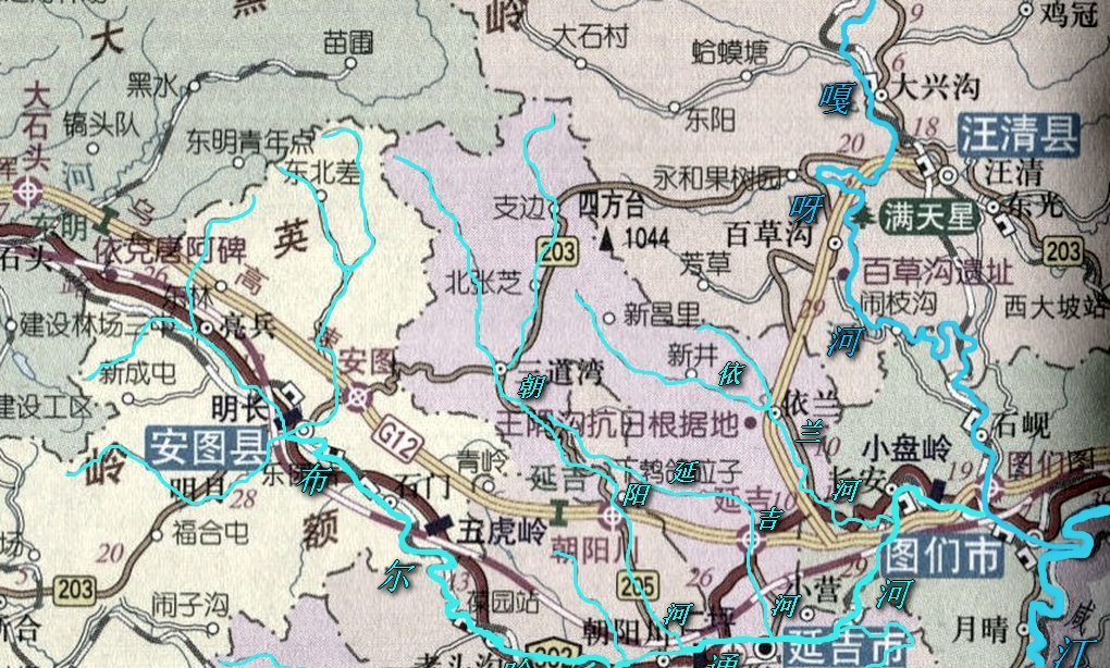 布尔哈通河干流概况示意图