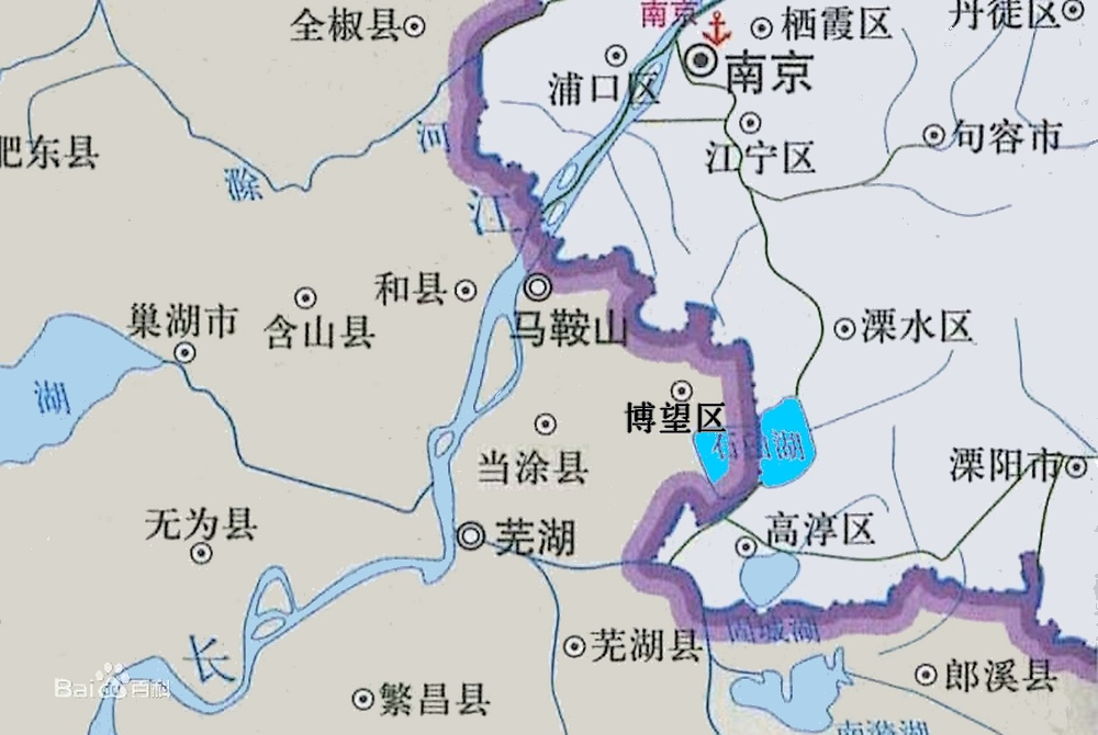 石臼湖与长江的相对位置