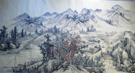 王维《江干雪霁图》局部仿作