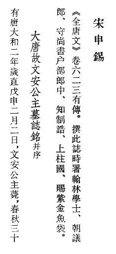 文安公主墓志截图 