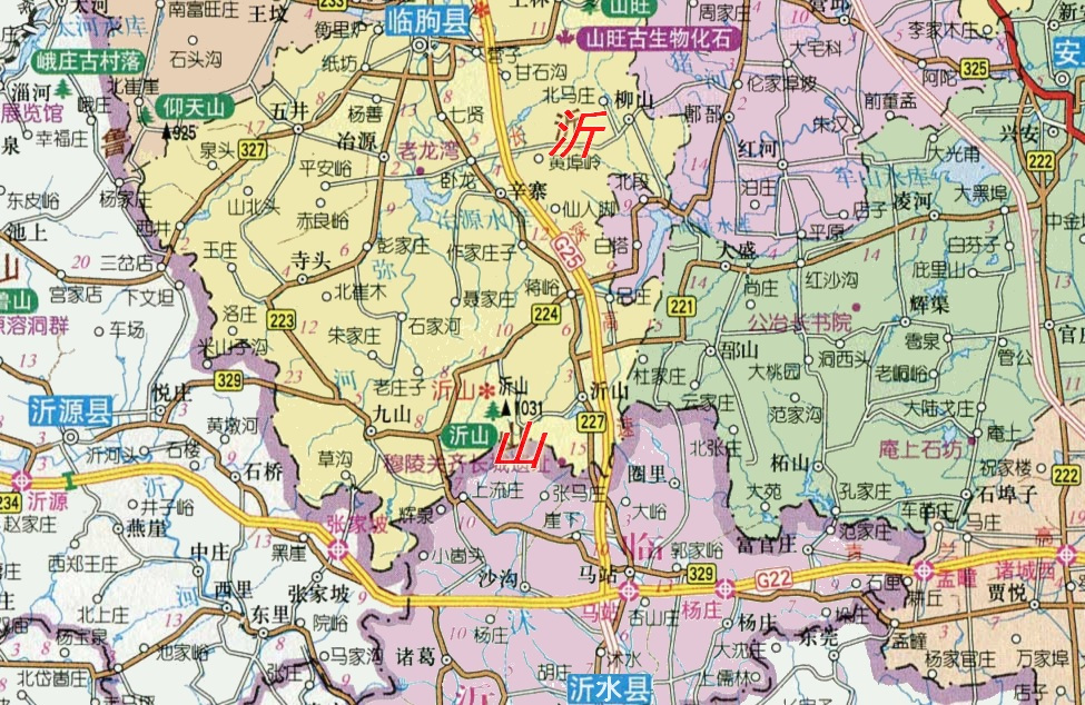沂山所在行政区域概览图
