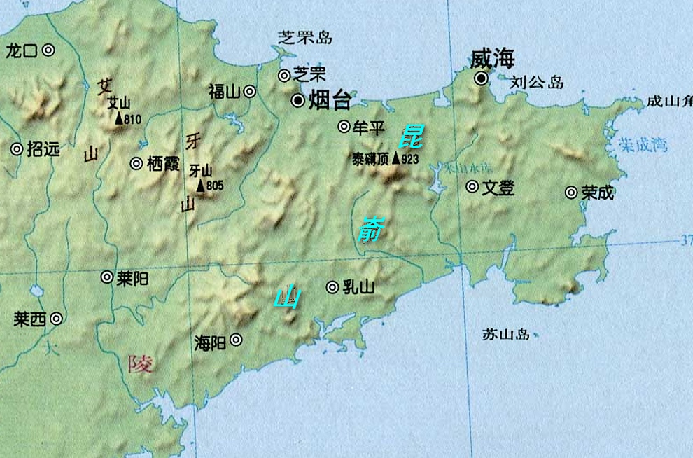 昆嵛山境域及走向示意图