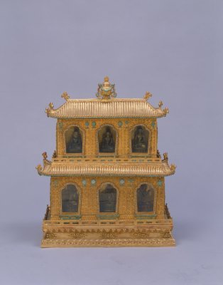 金嵌珍珠松石楼式龛