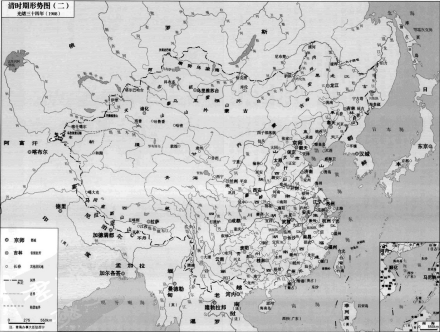 光绪三十四年（1908年）的清朝形势图 