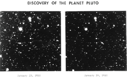 发现冥王星的照片，拍摄于1930年1月23日和29日