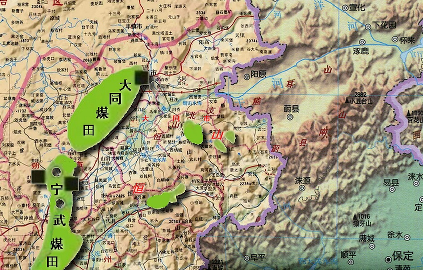 恒山地区煤产地分布