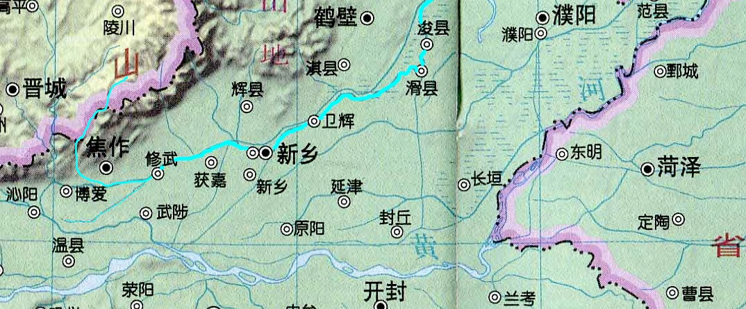 卫河的位置及水系分布