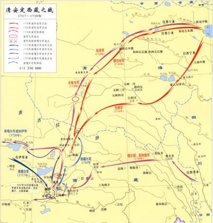 清安定西藏之战形势图