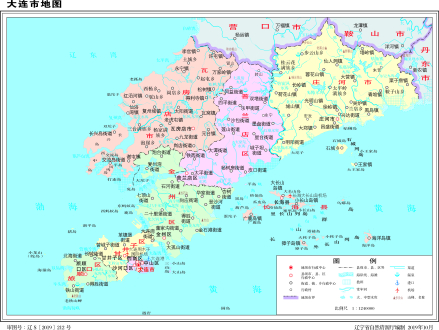 大连市标准地图，辽宁省自然资源厅2019年10月编制