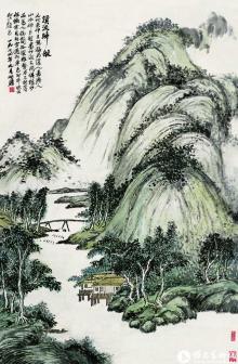 拟梅花道人溪流归艇图
