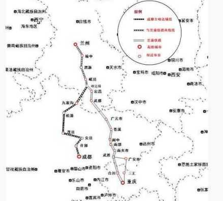原成都至兰州铁路规划走向
