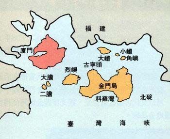 金门岛位置示意图 