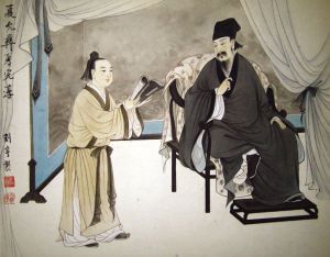 刘亨绘《松江十二俊之夏允彝、夏完淳父子》