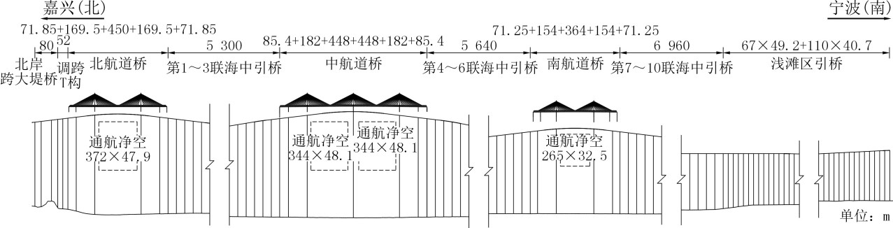 杭州湾跨海铁路大桥桥式总体布置 